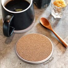 6 件带支架的饮料杯垫，6 件套吸水杯垫，大理石风格陶瓷饮料杯垫，用于桌面保护，适用于各种杯子、木桌、酷炫家居装饰，4 英寸