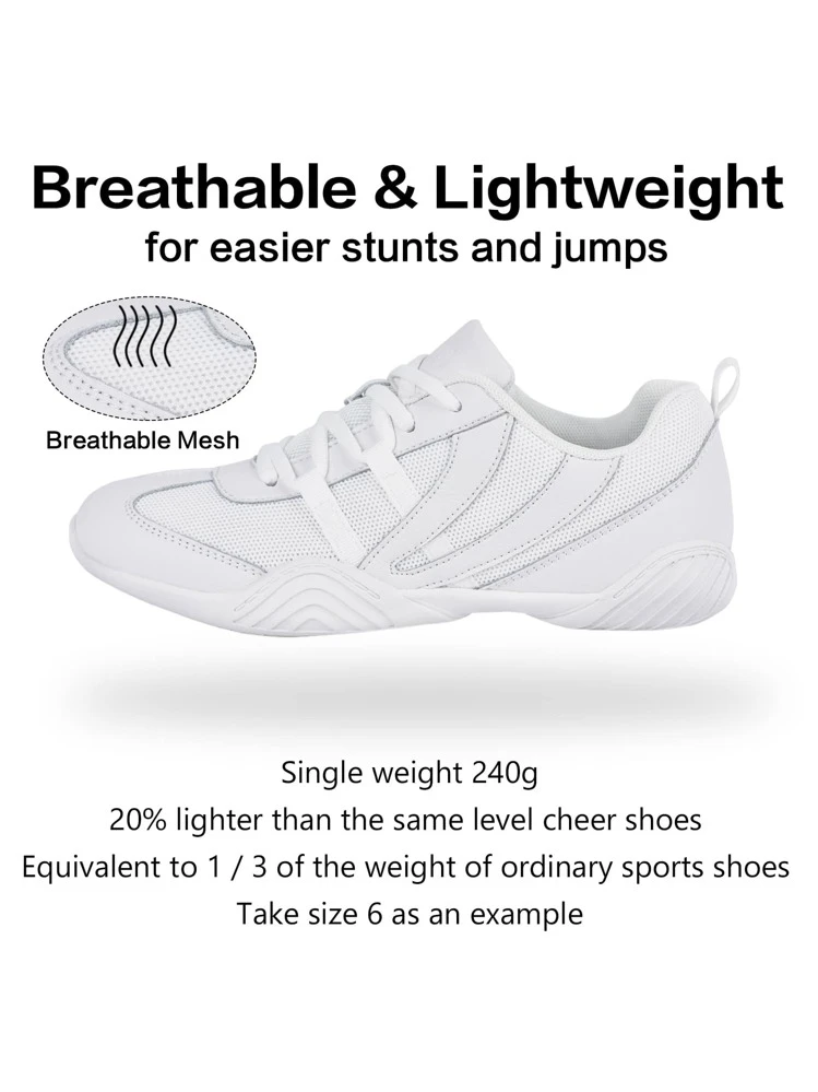 SECHRITE Cheerleading Cheer schoenen dames meisjes dansen gymschoenen dans sneaker wit jazz dansschoenen yoga training aerobic veterschoenen, Wit M, 32 EU