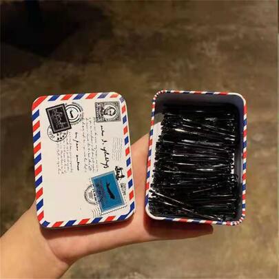 100 pezzi di fermagli per capelli a forma di rettangolo neri con scatola a busta per donne, fermagli per capelli a pinza per strada, fermagli per capelli