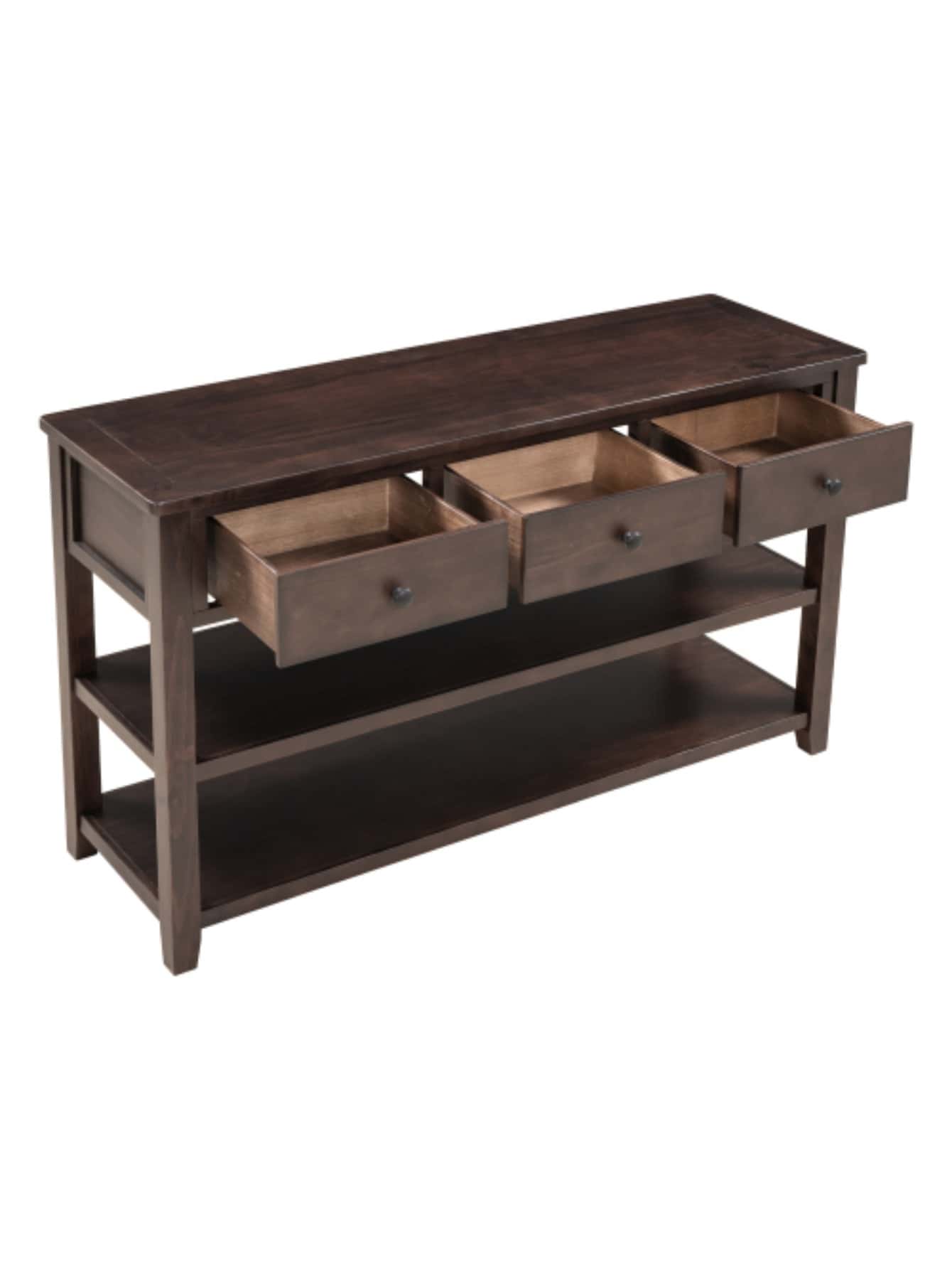 50 Inch Retro Design Console Table Sofa Table with 3 Drawers and 2 Open