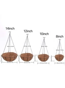 1套稻草悬挂花盆篮 - 黃色 - 查看 11