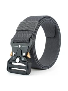 1pc Men's Elastic Belt With Buckle - Grey - View 1
