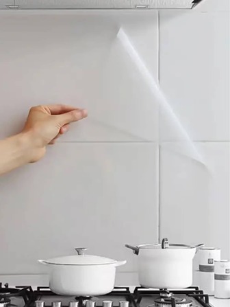 1 Sheet Heat Resistant Transparent Oil Proof Sticker, Clear Kitchen Paper Oilproof Sticker For Stove Hood, Wall, And Tile, Stickers, Wall Decal, Vinyl Decal For Home Decorations, Spring Decoration Items Refresh Your Home, Festival Decoration Stickers Gifts Birthday Graduation