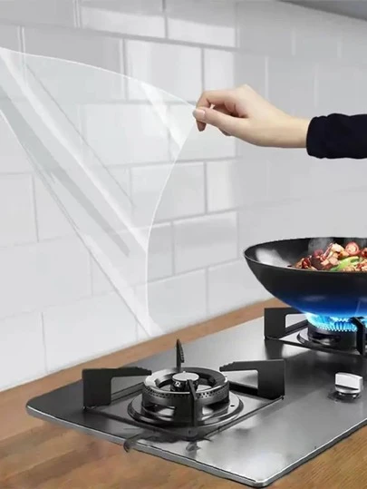 1 Sheet Heat Resistant Transparent Oil Proof Sticker, Clear Kitchen Paper Oilproof Sticker For Stove Hood, Wall, And Tile, Stickers, Wall Decal, Vinyl Decal For Home Decorations, Spring Decoration Items Refresh Your Home, Festival Decoration Stickers Gifts Birthday Graduation