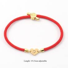 1 件不锈钢心形字母手链女式可调节绳手链女士情人节 - 字母 - 查看 5
