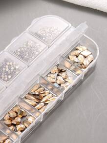 12 件金色不对称平底水钻美甲装饰 DIY 指甲饰品 美甲宝石 美甲用品 指甲 - 金色 - 查看 2