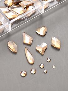 12 件金色不对称平底水钻美甲装饰 DIY 指甲饰品 美甲宝石 美甲用品 指甲 - 金色 - 查看 3