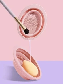 1pc Foldable Silicone Brush Cleaning Pad For Makeup Tools And Tableware