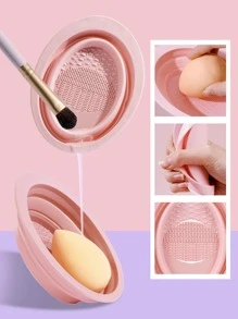 1pc Foldable Silicone Brush Cleaning Pad For Makeup Tools And Tableware