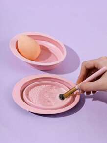 1pc Foldable Silicone Brush Cleaning Pad For Makeup Tools And Tableware