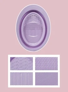 1pc Foldable Makeup Brush Cleaning Mat, Cosmetic Tool Cleaning Pad - Purple - View 5
