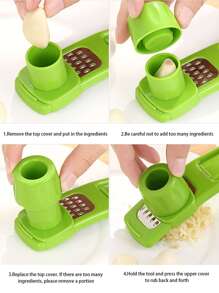 Kitchen Mini Tool Set- Garlic Grinder, Garlic Peeler, Ginger Grinder, Garlic Slicer, Garlic Press & Spice Grater - Green - View 4