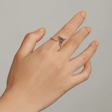 WOSTU 1 PC 925 Sterling Silver Insect Dragonfly Adjustable Ring Female Vacation - Silver - View 2