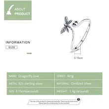 WOSTU 1 PC 925 Sterling Silver Insect Dragonfly Adjustable Ring Female Vacation - Silver - View 6