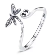 WOSTU 1 PC 925 Sterling Silver Insect Dragonfly Adjustable Ring Female Vacation - Silver - View 1