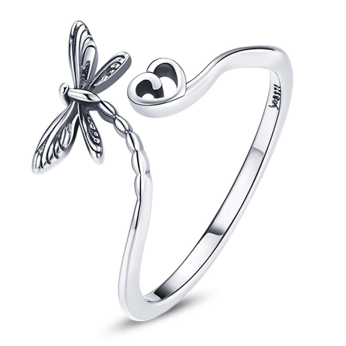 WOSTU 1 PC 925 Sterling Silver Insect Dragonfly Adjustable Ring Female Vacation - Silver - View 1