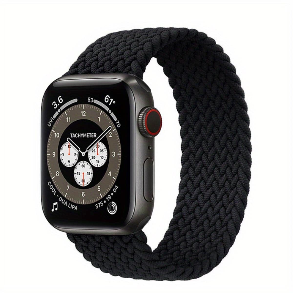 1pc Green, Red Nylon Braided Single Loop Strap, Fashionable Smart Watch Band Compatible With Apple Watch Series 8 7 6 5 4 3 2 1 Ultra SE, 38mm 40mm 41mm 42mm 44mm 45mm 49mm, Unisex - Black - View 1