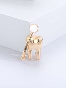 金屬牙齒設計胸針 - 金黃色 - 查看 1