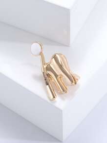 金屬牙齒設計胸針 - 金黃色 - 查看 2