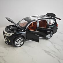 1 件黑色商务越野车模型，锌合金制成，带可打开的车门，儿童仿真玩具车可作为生日礼物