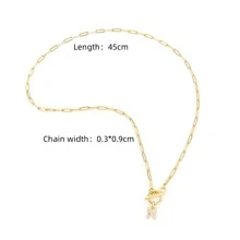 Ban đầu Vòng cổ mặt dây chuyền NỮ Thép không gỉ Chuỗi OT Buckle Dây chuyền Đối với phụ nữ - Vàng - Xem 2