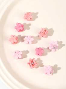10pcs/set Candy Colored Flower Mini Hair Claw Clips For Bangs And Flyaways, Summer - Multicolor - View 2