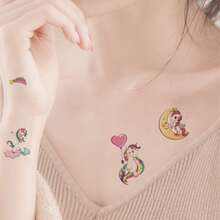 10入組孩子們卡通臨時紋身貼貼紙,可愛禮品標籤 - 黃色 - 查看 2