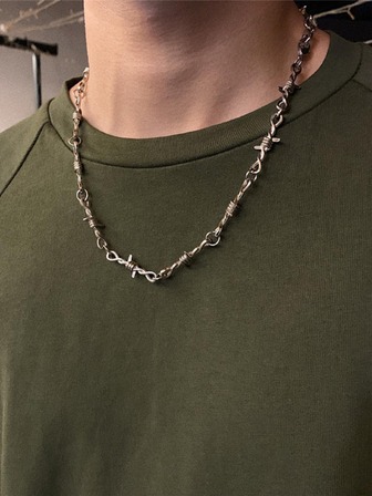 1入組復古合金龐克刺項鍊適用於兩者男士和女性,派對禮物