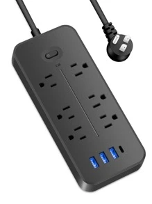 Surge Protector, Power Strip Surge Protector With 6 AC Outlets & 3 USB Charging Ports+(1 USB C), 3.9