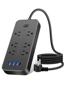 Surge Protector, Power Strip Surge Protector With 6 AC Outlets & 3 USB Charging Ports+(1 USB C), 3.9