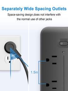 Surge Protector, Power Strip Surge Protector With 6 AC Outlets & 3 USB Charging Ports+(1 USB C), 3.9