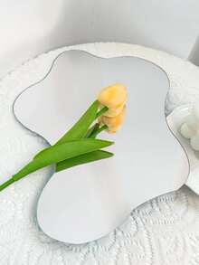 1 件不对称形状镜子，粘贴式装饰镜，适用于客厅、卫生间或卧室墙壁 - 銀色 - 查看 4