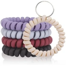 5-color Stretchable Spiral Coil Wrist Keychain, Key Chain Wristband Loop - Multicolor - View 1
