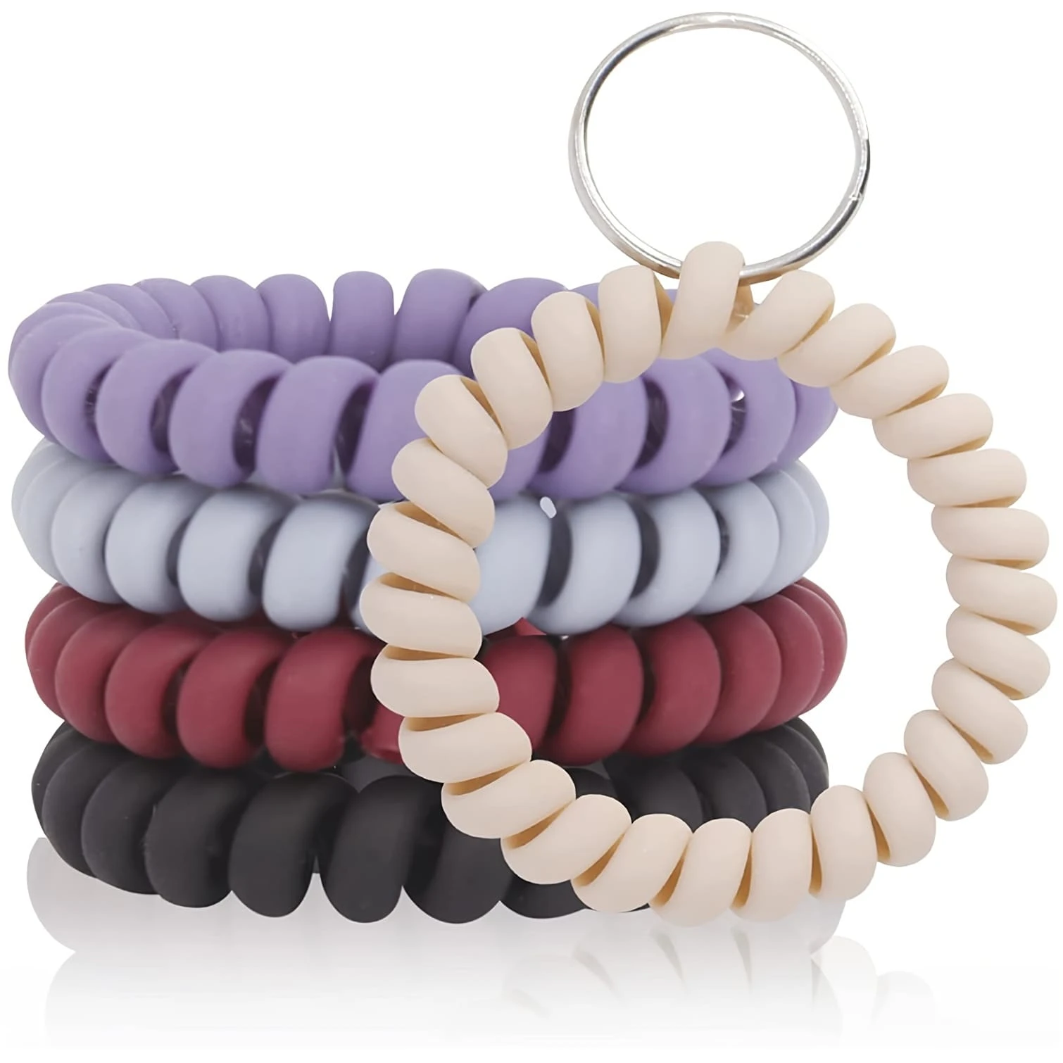 5-color Stretchable Spiral Coil Wrist Keychain, Key Chain Wristband Loop - Multicolor - View 1