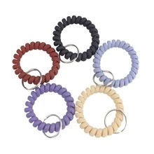 5-color Stretchable Spiral Coil Wrist Keychain, Key Chain Wristband Loop - Multicolor - View 2