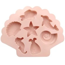1 件/2 件/7 件海洋世界硅胶巧克力/肥皂/树脂模具，DIY 工艺品 - 粉色 - 查看 8