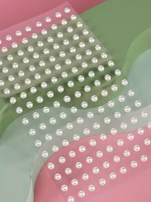 1pc Semi-circle Shaped Imitation Multi-colored Pearl Face Sticker For Diy Music Festivals, Y2k Cosplay And Dance Parties - White - View 4