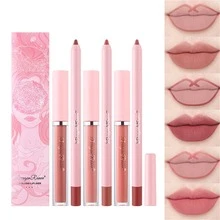 12 colores carne Delineador de labios con Lápiz labial Set , mate de larga duración Lápiz labial con suave Delineador de labios , impermeable regalo Set , adecuado para uso diario - 02 - Ver 1