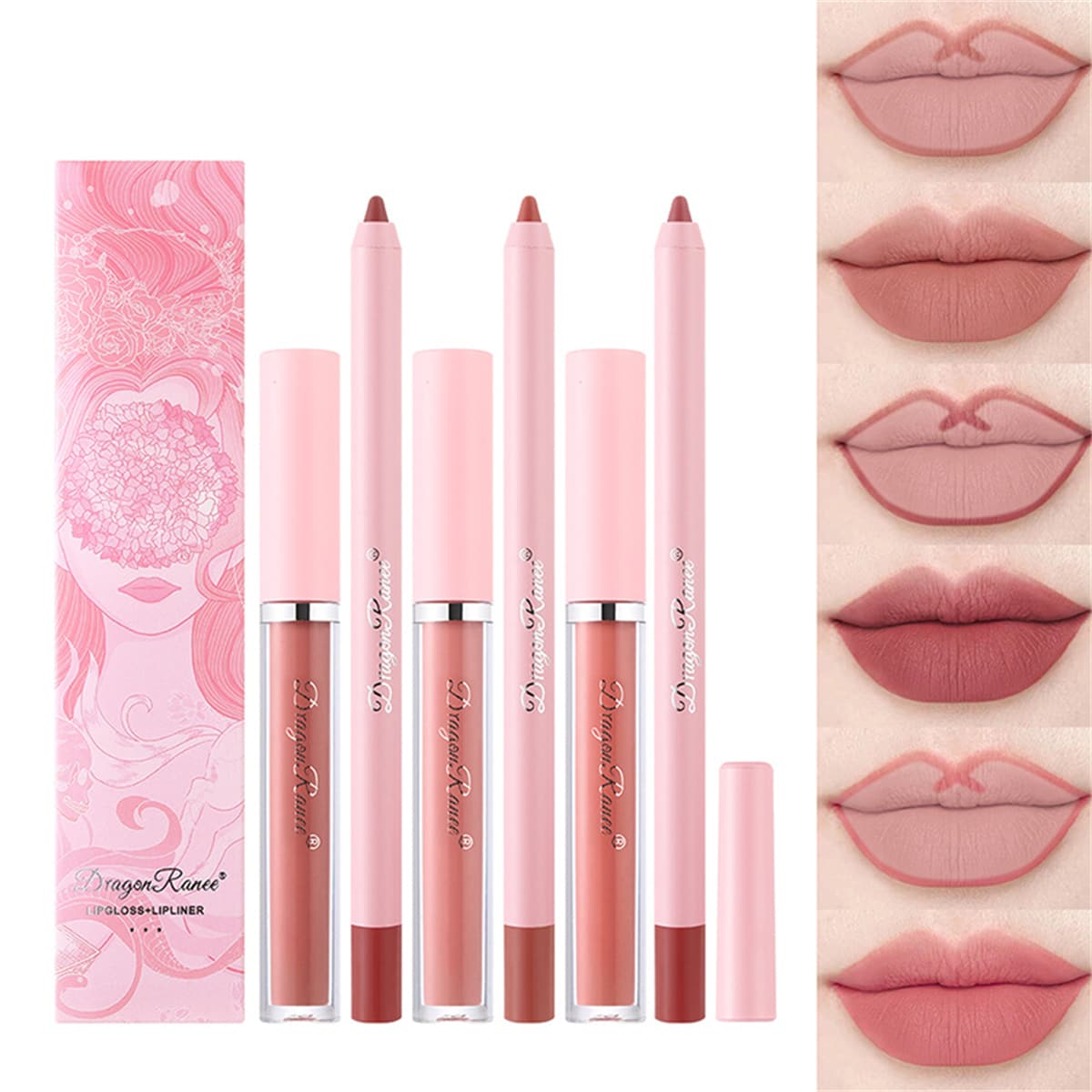 12 colores carne Delineador de labios con Lápiz labial Set , mate de larga duración Lápiz labial con suave Delineador de labios , impermeable regalo Set , adecuado para uso diario - 02 - Ver 1