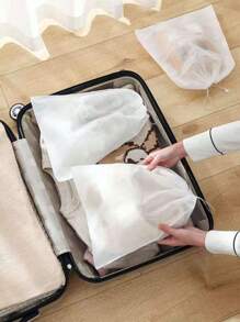 10pcs/20pcs/50pcs/Set 32 X 48 X 0.1 CM Non-Woven Fabric Shoe Storage Bag, Minimalist White Drawstring Dust-Proof Travel Shoe Bag For Travel
