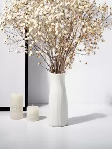 1 件现代简约白色仿陶瓷塑料花瓶 - 光滑表面圆柱形家居装饰容器，带防滑底座，轻巧耐用的设计适用于婚礼中心装饰、办公桌、厨房、浴室、卧室、春季复活节派对节日装饰 - 白色 - 查看 5