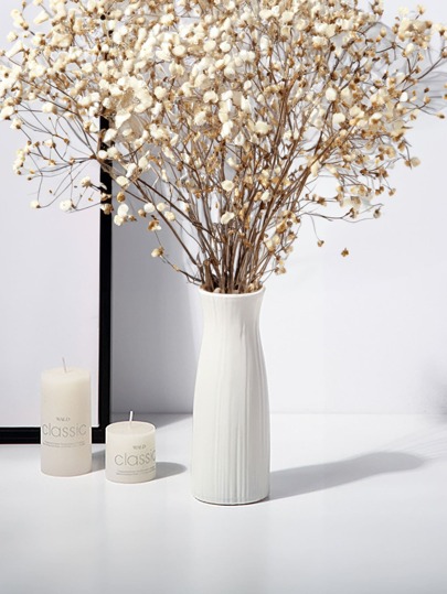 1pc Moderne Minimalist Wit Imitation Ceramic Plastic Vase Smooth Surface Cylindrical Home Vessel Anti Slip Base, Lightweight Durable Wedding Centerpiece, Office Desk, Kitchen, Bathroom, Bedroom, Easter Holiday ations Room Flower Glass view 4