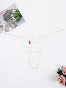 Quý cô Ren gợi cảm Mô hình Cartoon Thoáng khí Quần lót Thong - trắng - Xem 3