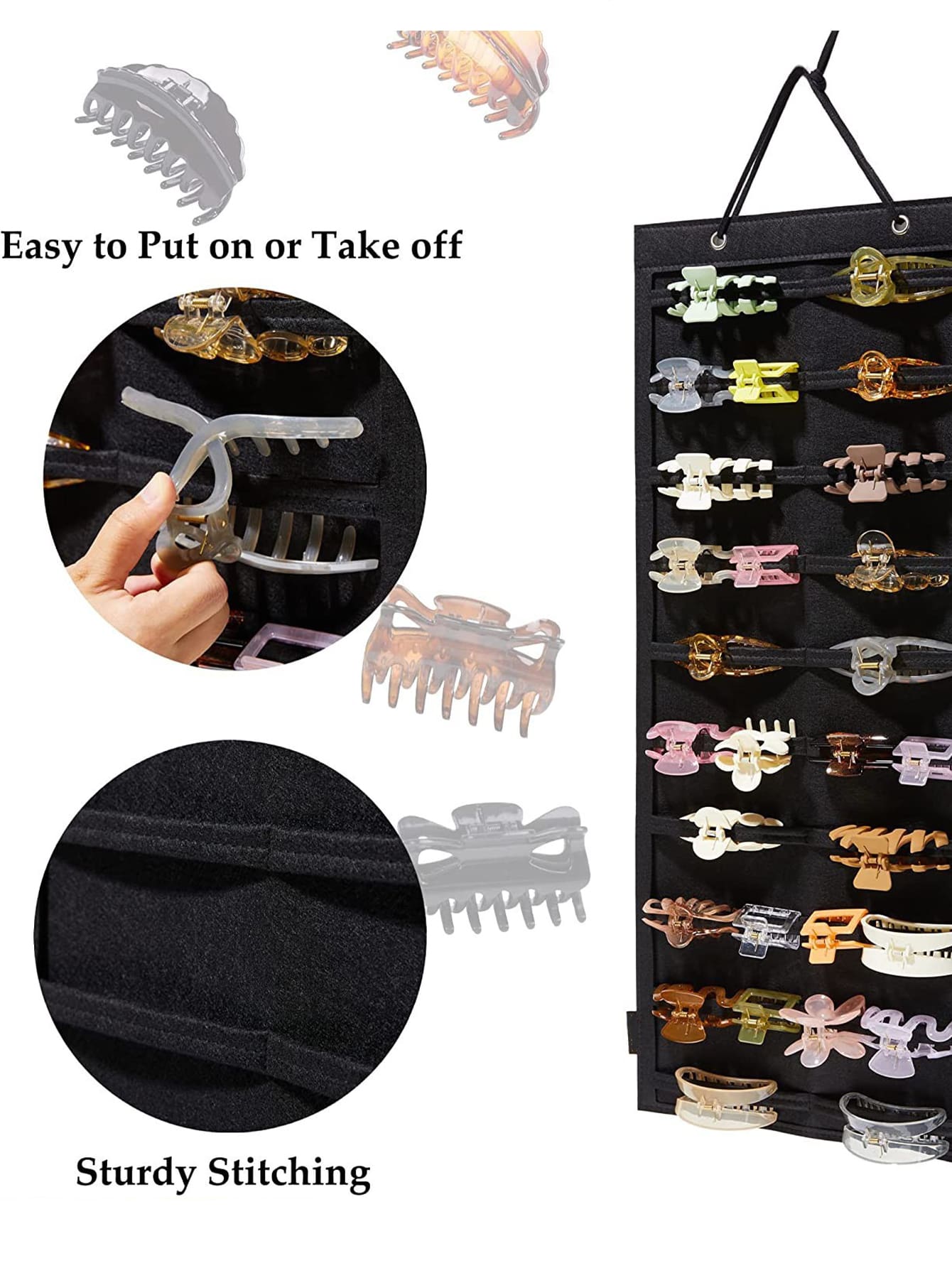 Black Hair Clip Storage Hanging Bag, Hanging Hair Clip Storage Box, Claw Clip Storage Box