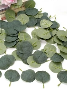 50pcs Polyester Desktop Confetti, DIY Eucalyptus Leaf Shaped Party Confetti For Valentine's Day - Green - View 1