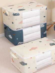 1 件大容量衣物收纳袋，带加固手柄，适用于毛毯、床上用品，可折叠，带坚固拉链，透明窗户装饰装饰节日装饰房间装饰家居装饰卧室装饰礼服裤子鞋子牛仔裤靴子裙子卧室，收纳袋，家庭收纳，女式白色 T 恤，女式黑色裤子，女士冬装，连衣裙， - 藏蓝色 - 查看 5