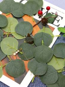 50pcs Polyester Desktop Confetti, DIY Eucalyptus Leaf Shaped Party Confetti For Valentine's Day - Green - View 6