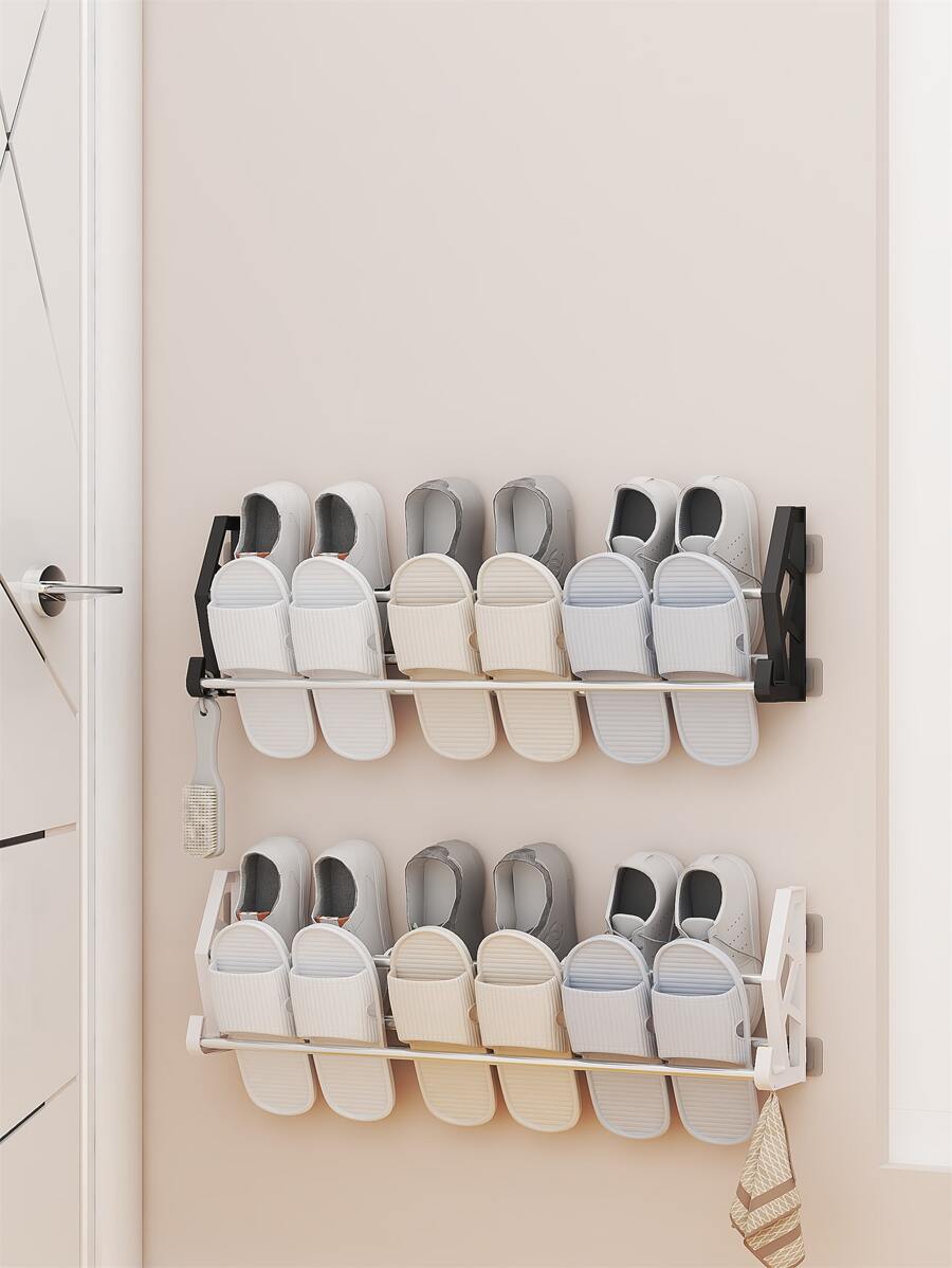 1pc Small Living Room Simple Style Door Mounted Shoe Rack Organizer - Black - View 1