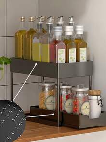 Under Sink Storage Organizer 2 Tier Drawer Multipurpose Rack Cabinet Under Sink Storage Rack Bathroom Kitchen Organizer - Black - View 2