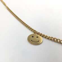 Cadena doble  con 3 dijes - Dorado - Ver 7